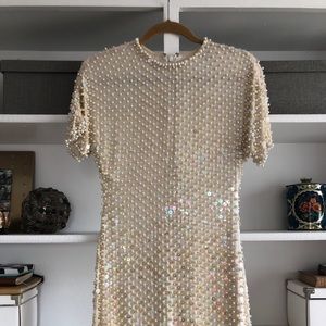 Ivory Vintage pearl and sequin 1980s dress
